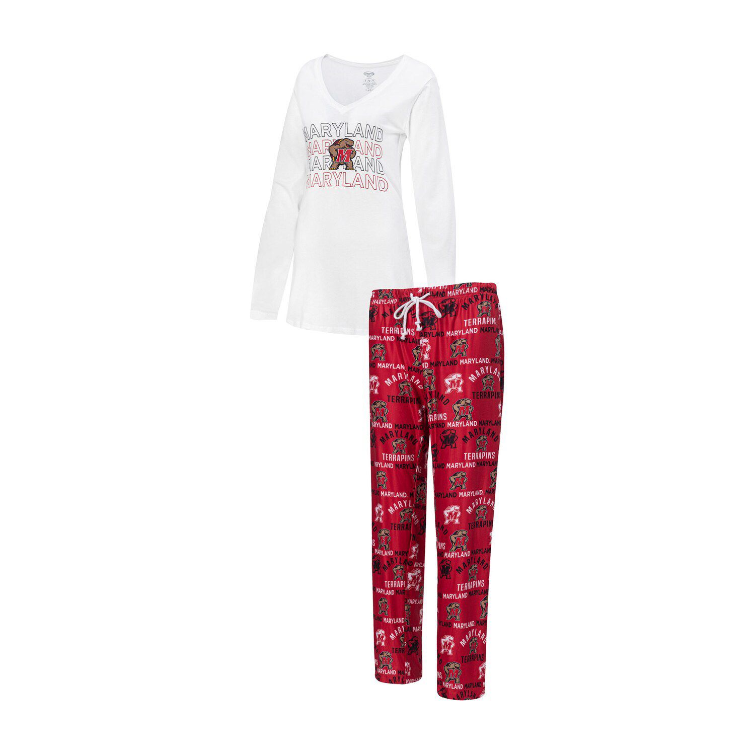 Women's Concepts Sport White/Red St. Louis Cardinals Flagship Long Sleeve V-Neck T-Shirt & Pants Sleep Set Size: 3XL