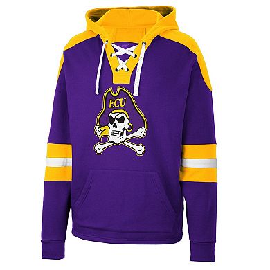 Men's Colosseum Purple ECU Pirates Lace-Up 4.0 Pullover Hoodie