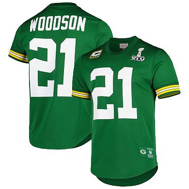 Men's Mitchell & Ness Charles Woodson Green Green Bay Packers Retired Player Name & Number Mesh Top