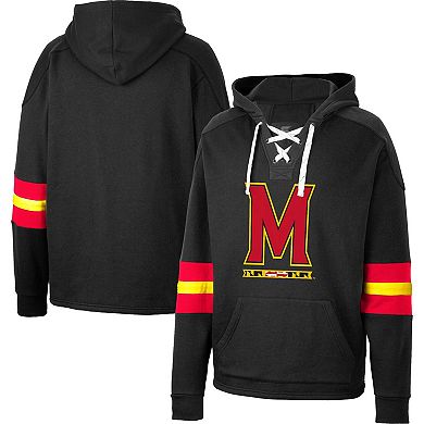 Men's Colosseum Black Maryland Terrapins Lace-Up 4.0 Pullover Hoodie
