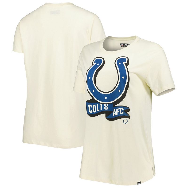 Womens New Era Cream Indianapolis Colts Chrome Sideline T-Shirt, Size: Sma