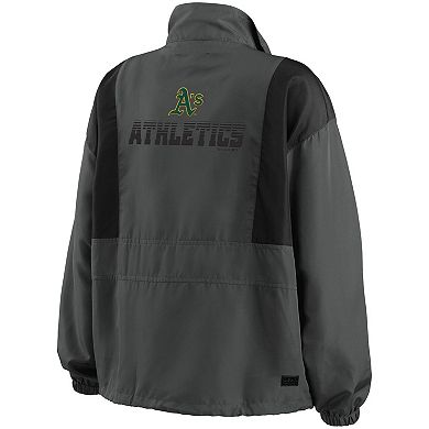 Women's WEAR by Erin Andrews Charcoal Oakland Athletics Packable Half-Zip Jacket