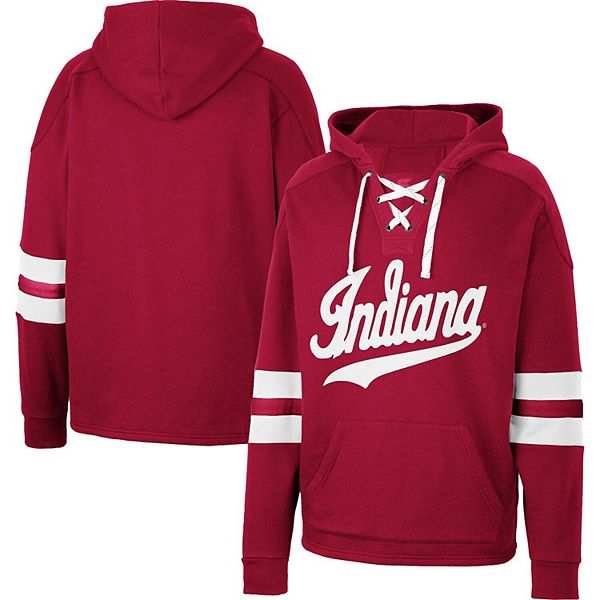 Men s Colosseum Crimson Indiana Hoosiers Lace Up 4.0 Pullover Hoodie