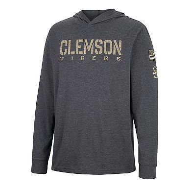 Men's Colosseum Charcoal Clemson Tigers Team OHT Military Appreciation Hoodie Long Sleeve T-Shirt