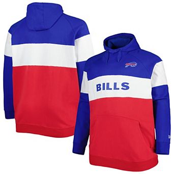 Men's New Era Red Buffalo Bills Big & Tall Current Team Colorblock Fleece Raglan Pullover Hoodie