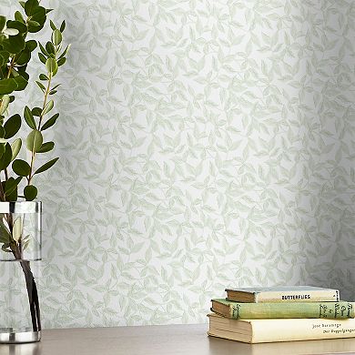 Laura Ashley Erwood Pale Eau De Nil Removeable Wallpaper