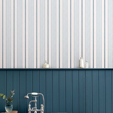 Laura Ashley Heacham Stripe Seaspray Removeable Wallpaper