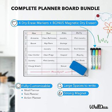 Walldeca Magnetic Dry Erase Calendar Fridge Calendar White Board With Fridge Weekly Planner (1 Pack)