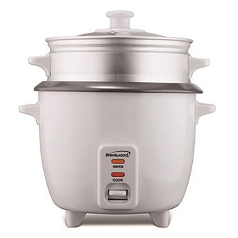 Brentwood 4 cup Rice Cooker / Non-Stick with Steamer in White