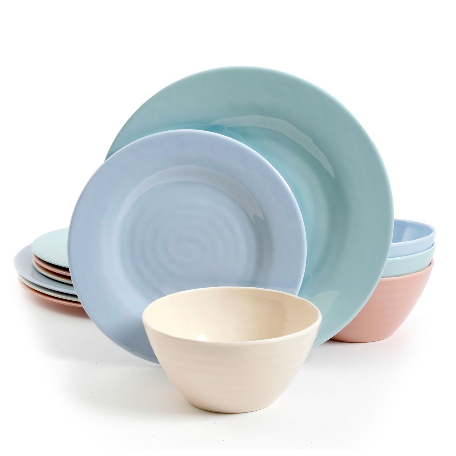 Spice by Tia Mowry Floral Cinnamon Twist 12 Piece Melamine Dinnerware Set  in Assorted Colors