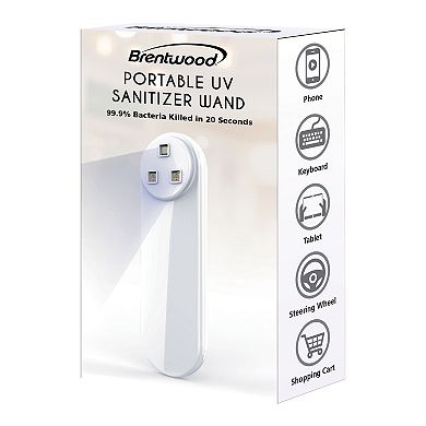 Brentwood Portable USB Multifunctional Hand Held UV Sanitizer Sterilizer Wand in White