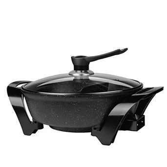 Brentwood Electric Non-Stick 6-qt Shabu Shabu Pot with Divider in Black
