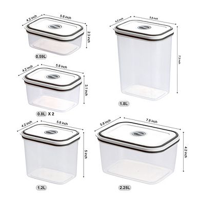Lille Home Airtight Food Storage Container Set of 6, Kitchen & Pantry Organizer, Plastic Canister With Durable Lid, Leakproof