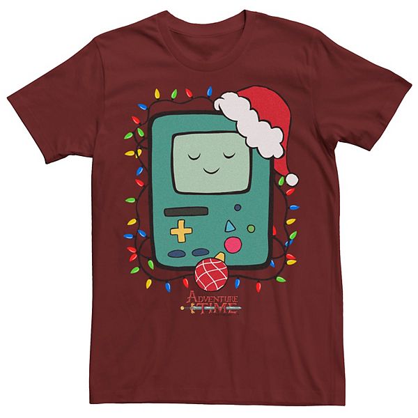 Men's Adventure Time Bmo Holidays Multi Color Lights Tee