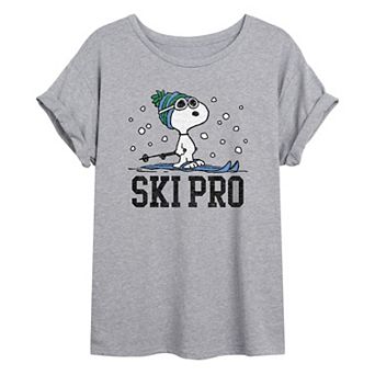 Juniors' Peanuts Snoopy "Ski Pro" Oversized Tee