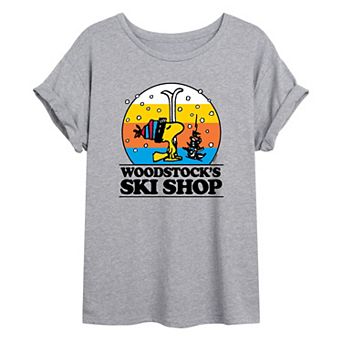Juniors' Peanuts Woodstock's Ski Shop Oversized Tee