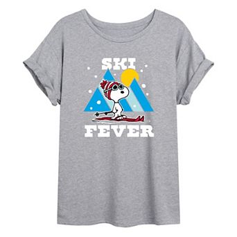 Juniors' Peanuts Snoopy "Ski Fever" Oversized Tee