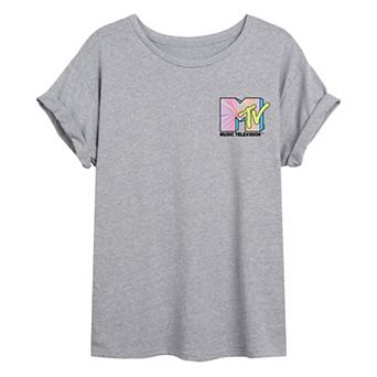 Juniors' MTV Logo Badge Oversized Tee