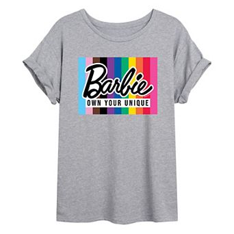 Juniors' Barbie® "Own Your Unique" Pride Oversized Tee
