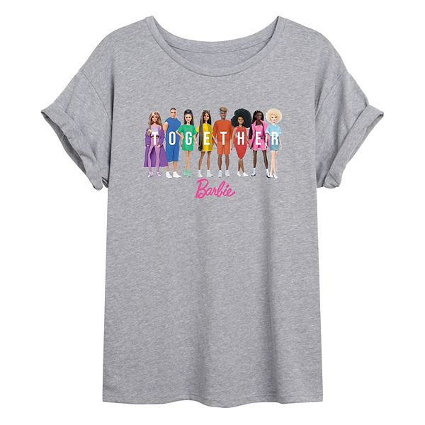 Juniors' Barbie® Together Rainbow Oversized Tee