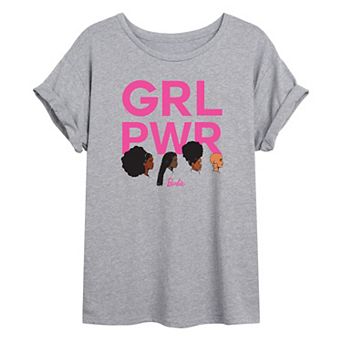 Juniors' Barbie® "Grl Pwr" Profile Oversized Tee