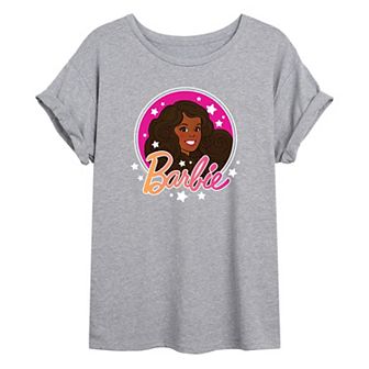 Juniors' Barbie® Retro Sparkle Logo Oversized Tee