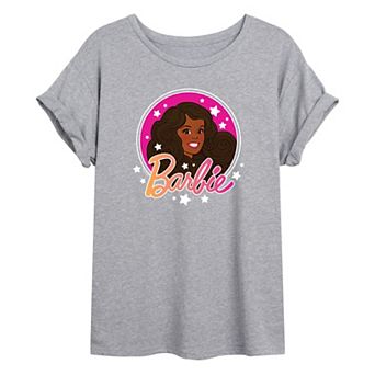 Juniors' Barbie® Retro Sparkle Logo Oversized Tee