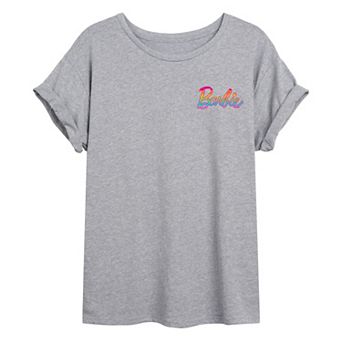 Juniors' Barbie® Rainbow Logo Badge Oversized Tee