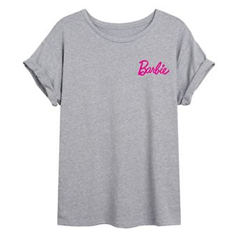 Juniors' Barbie® Classic Logo Badge Oversized Tee