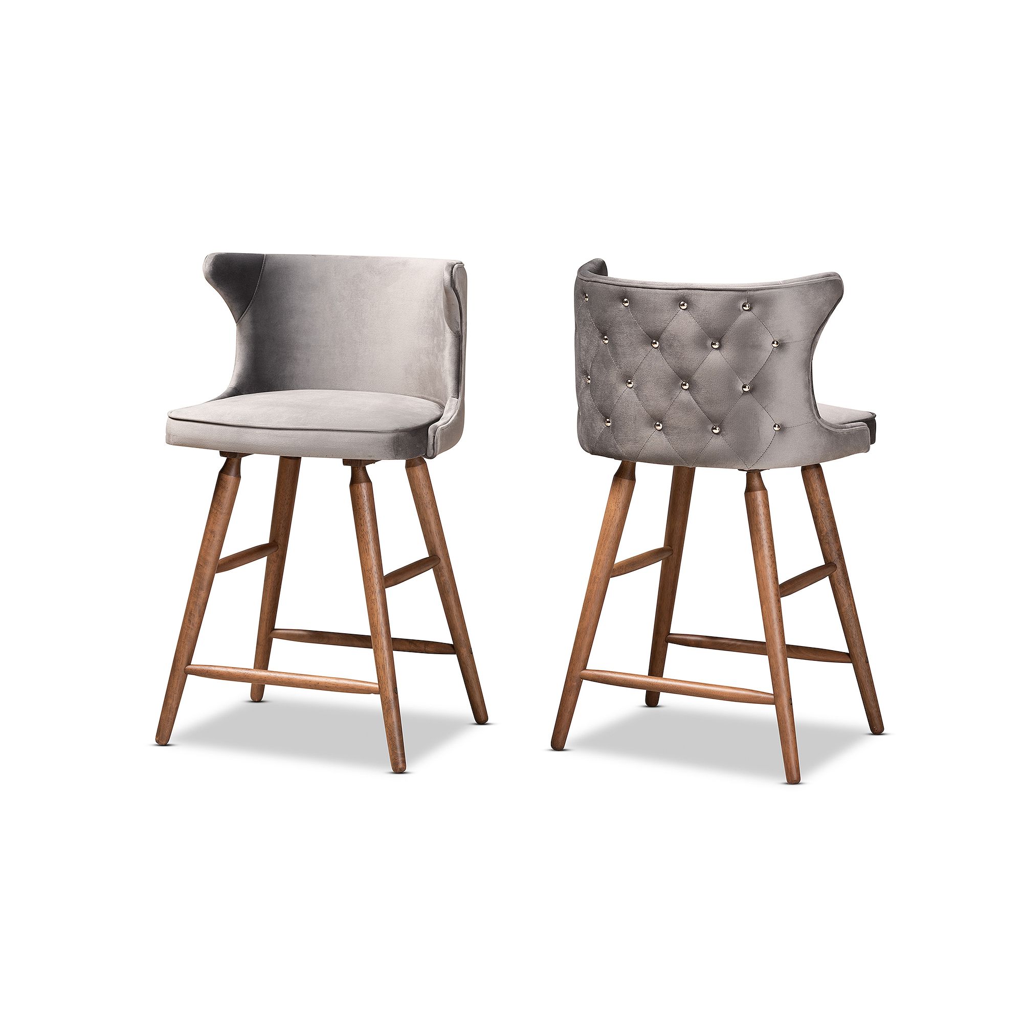 Baxton Studio Sagira Counter Stools 2-piece Set, Gray Brown Brown