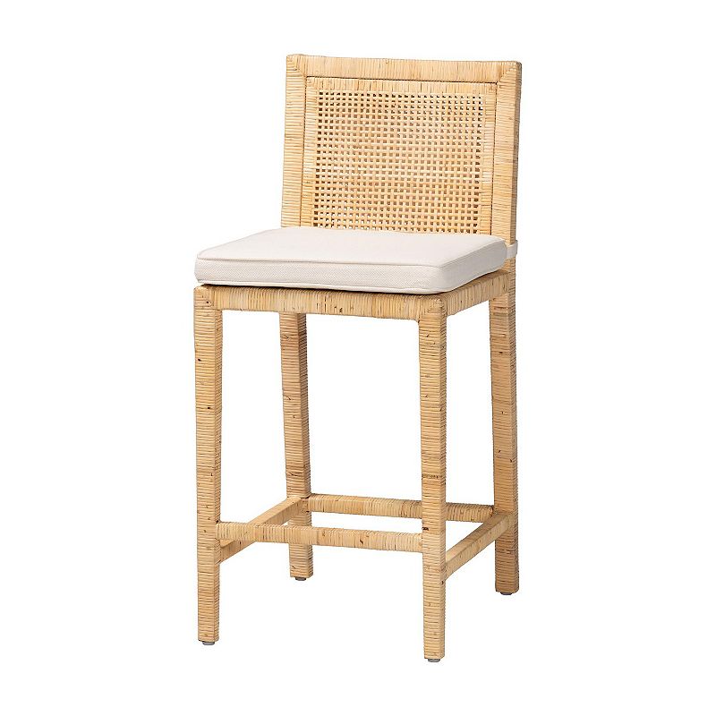 Sofia Wood and Rattan Counter Height Barstool Natural - bali & pari