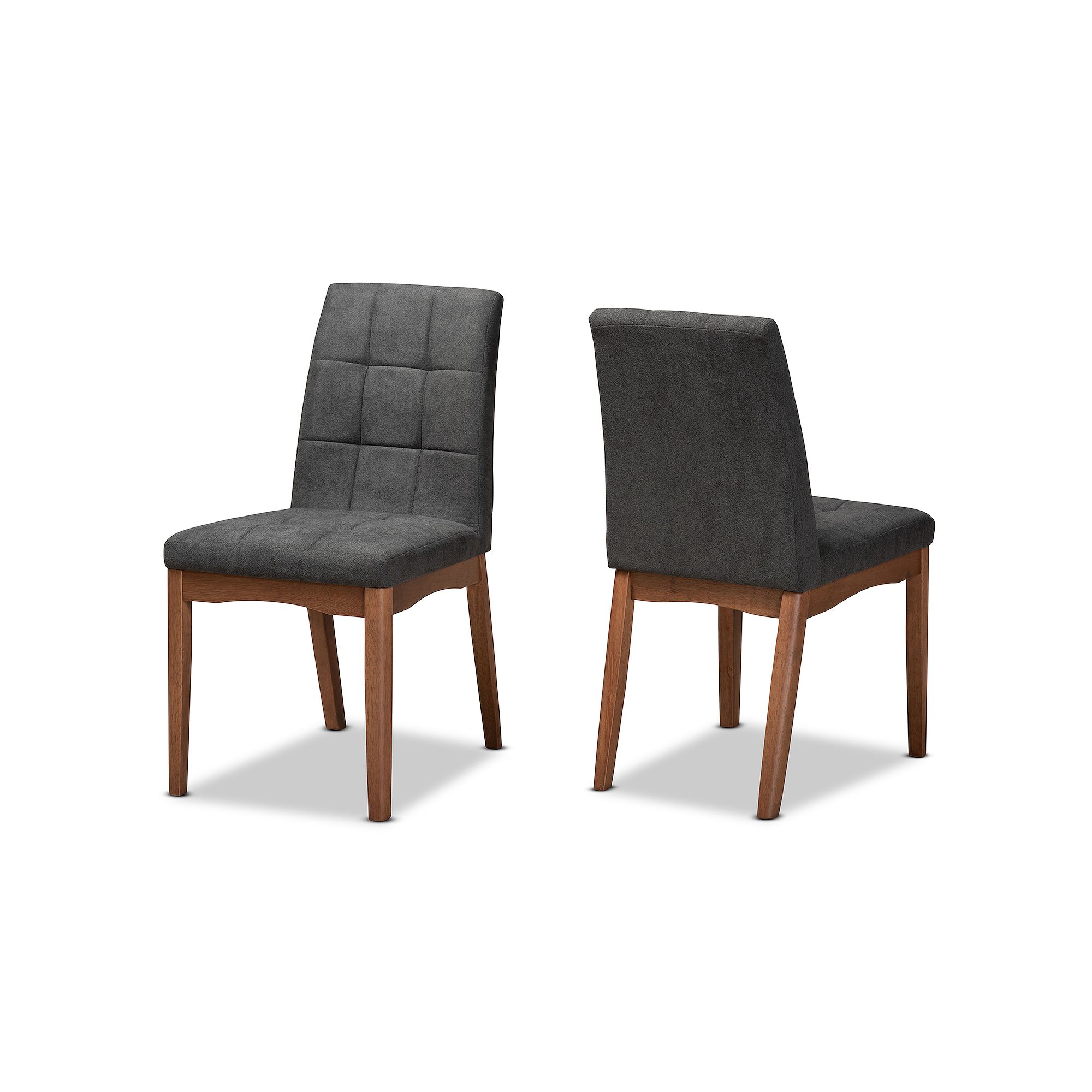 Baxton Studio Tara Dining Chairs 2-piece Set, Dark Gray