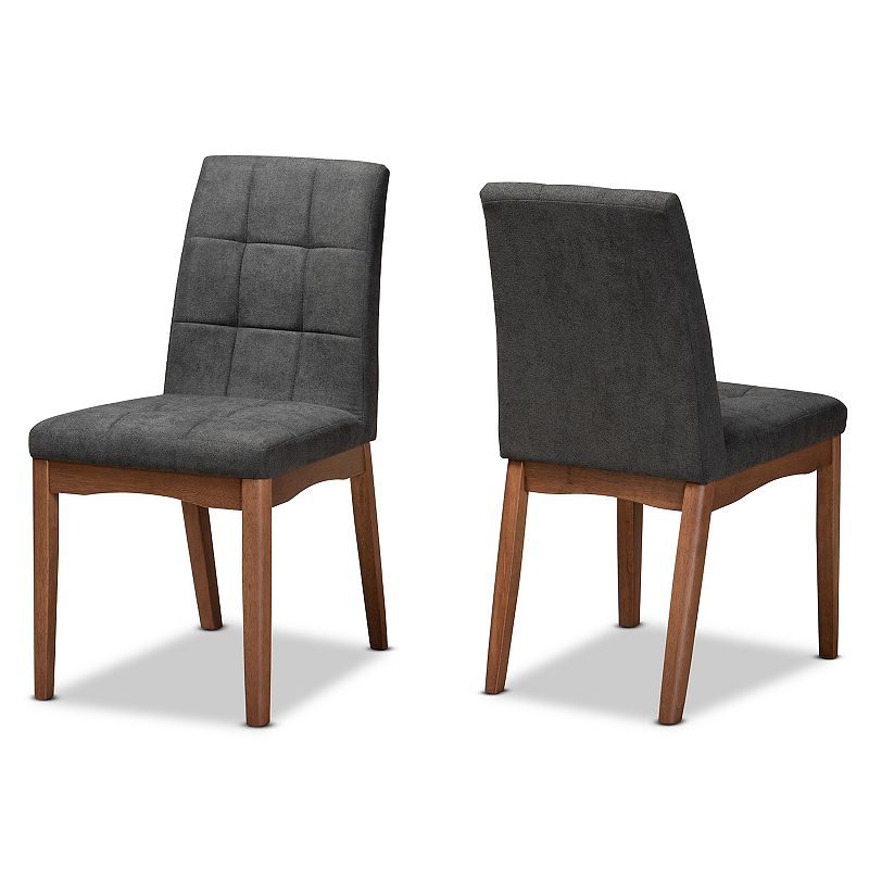 Baxton Studio Tara Dining Chairs 2-piece Set, Grey