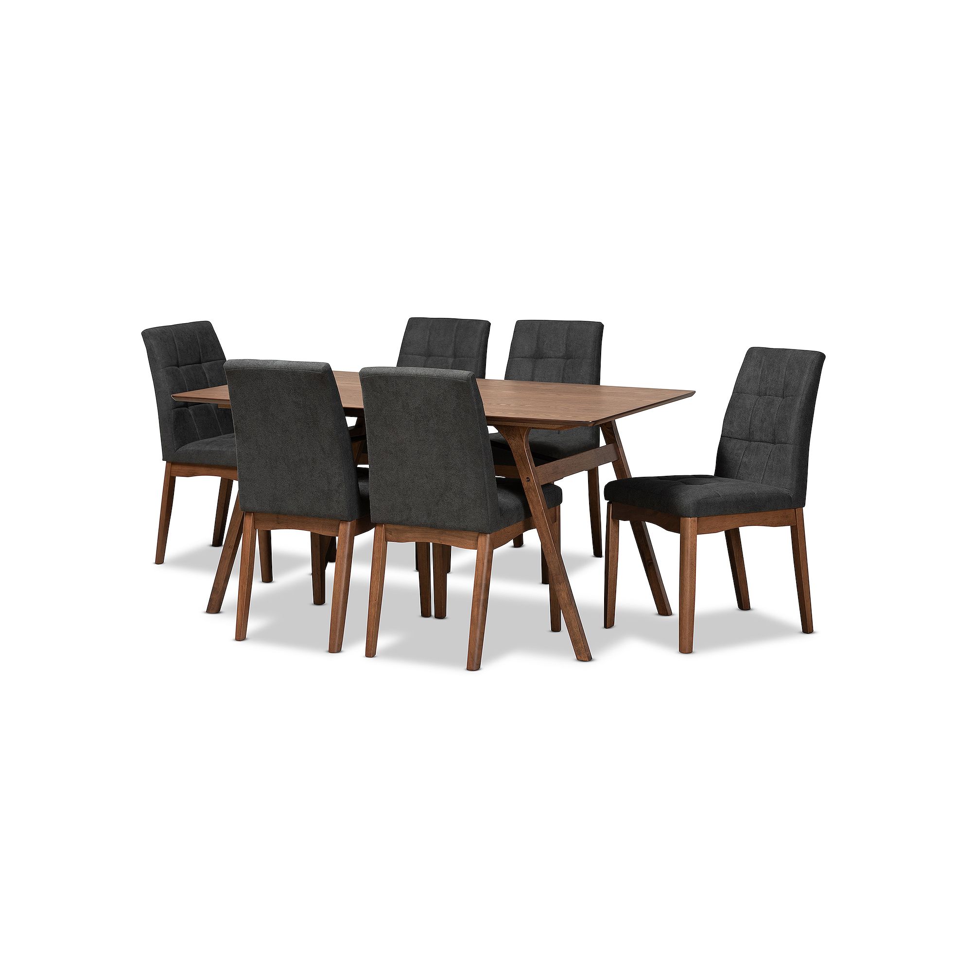 Baxton Studio Tara Dining 7-piece Set, Dark Gray