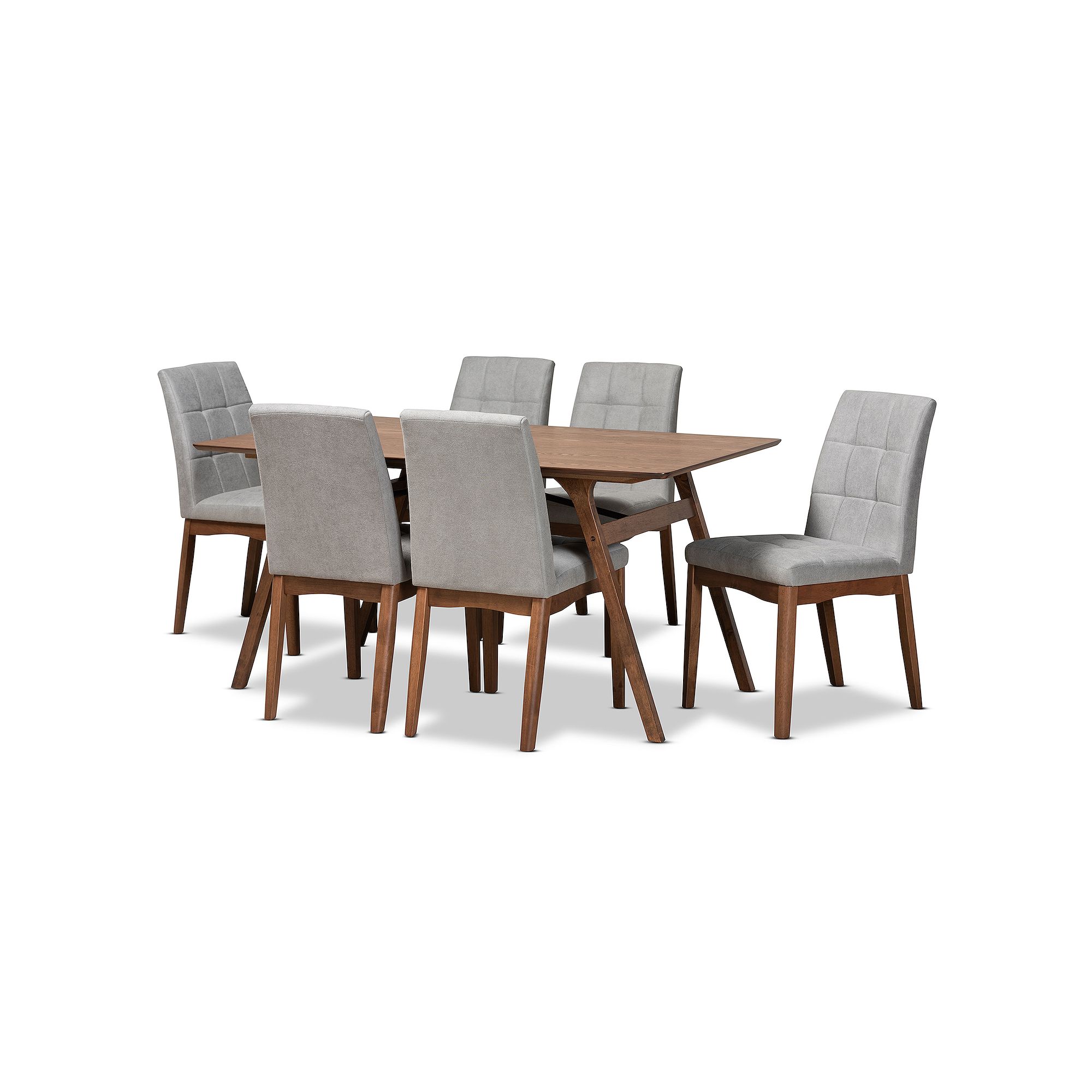 Baxton Studio Tara Dining 7-piece Set, Gray Brown Black