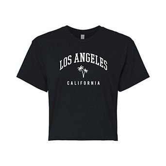 Juniors' Los Angeles Cali Cropped Graphic Tee