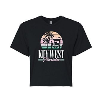 Juniors' Key West Florida Cropped Graphic Tee