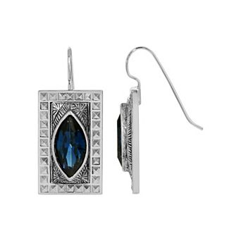 1928 Silver Tone Square Earrings