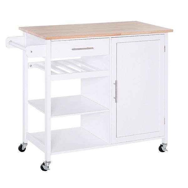 HOMCOM 4 Tier Rolling Kitchen Island Utility Trolley Serving Cart ...