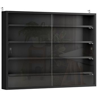 HOMCOM 5 tier Display Cabinet Glass Cabinet with 4 Adjustable Shelves