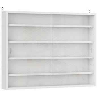 HOMCOM 5 tier Display Cabinet Glass Cabinet with 4 Adjustable Shelves,