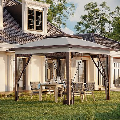 Outsunny 12' X 12' Pop Up Canopy With Mesh Sidewall Netting