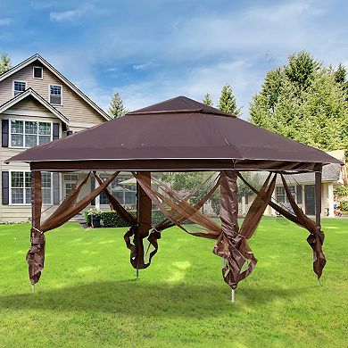 Outsunny 12' X 12' Pop Up Canopy With Mesh Sidewall Netting
