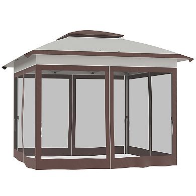 Outsunny 12' X 12' Pop Up Canopy With Mesh Sidewall Netting