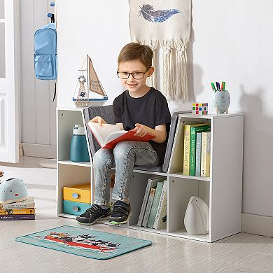 HOMCOM Toy Chest Kids Cabinet Storage Organizer Children Display Shelf for Toys Clothes Books Bedroom White