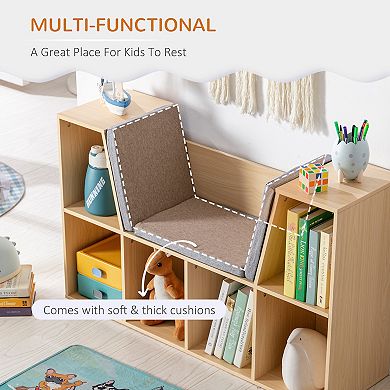 HOMCOM Cubby for Kids with Comfy Lounge Chair and Large Cube Shelves