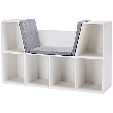 Kids Cube Organizer With Lounge Chair And Large Cube Shelving, Grey