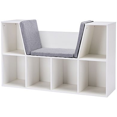 HOMCOM Toy Chest Kids Cabinet Storage Organizer Children Display Shelf for Toys Clothes Books Bedroom White