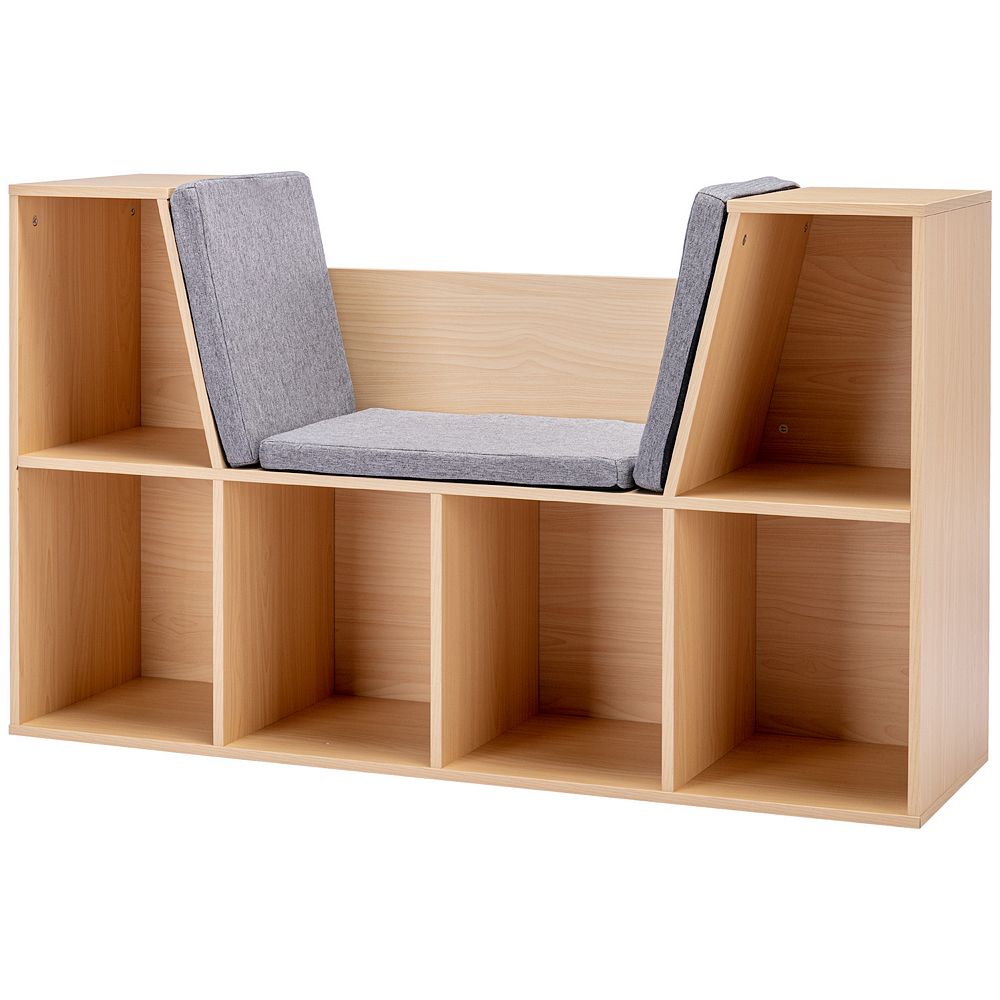 HOMCOM Cubby for Kids with Comfy Lounge Chair and Large Cube Shelves