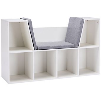 HOMCOM Cubby for Kids with Comfy Lounge Chair and Large Cube Shelves